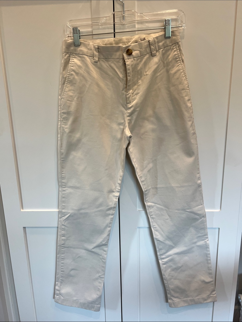 Vineyard Vines White Cotton Blend Pants with Whale Logo